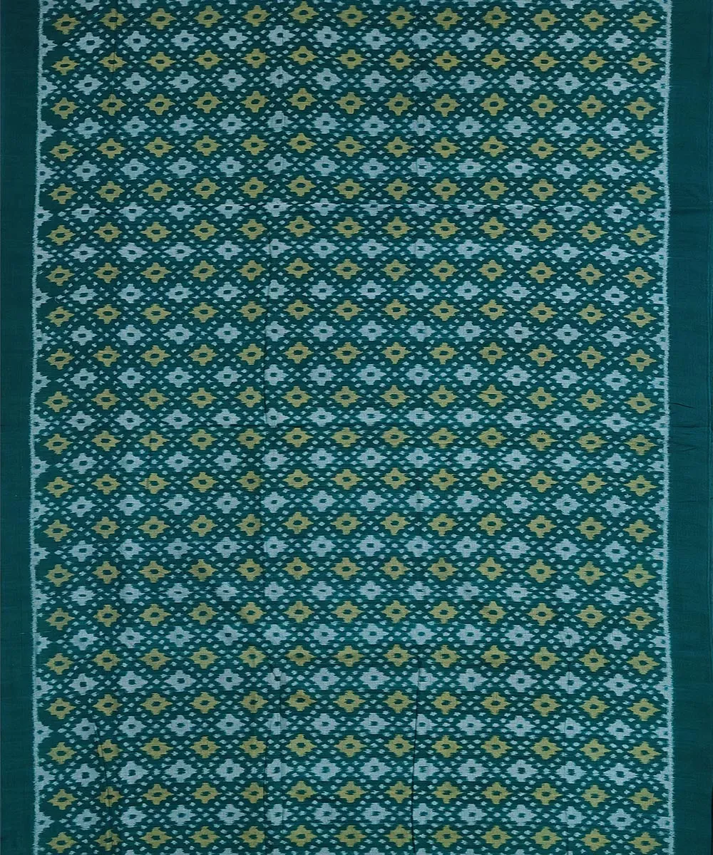 2.5 m Dark green offwhite handwoven cotton sambalpuri kurta material