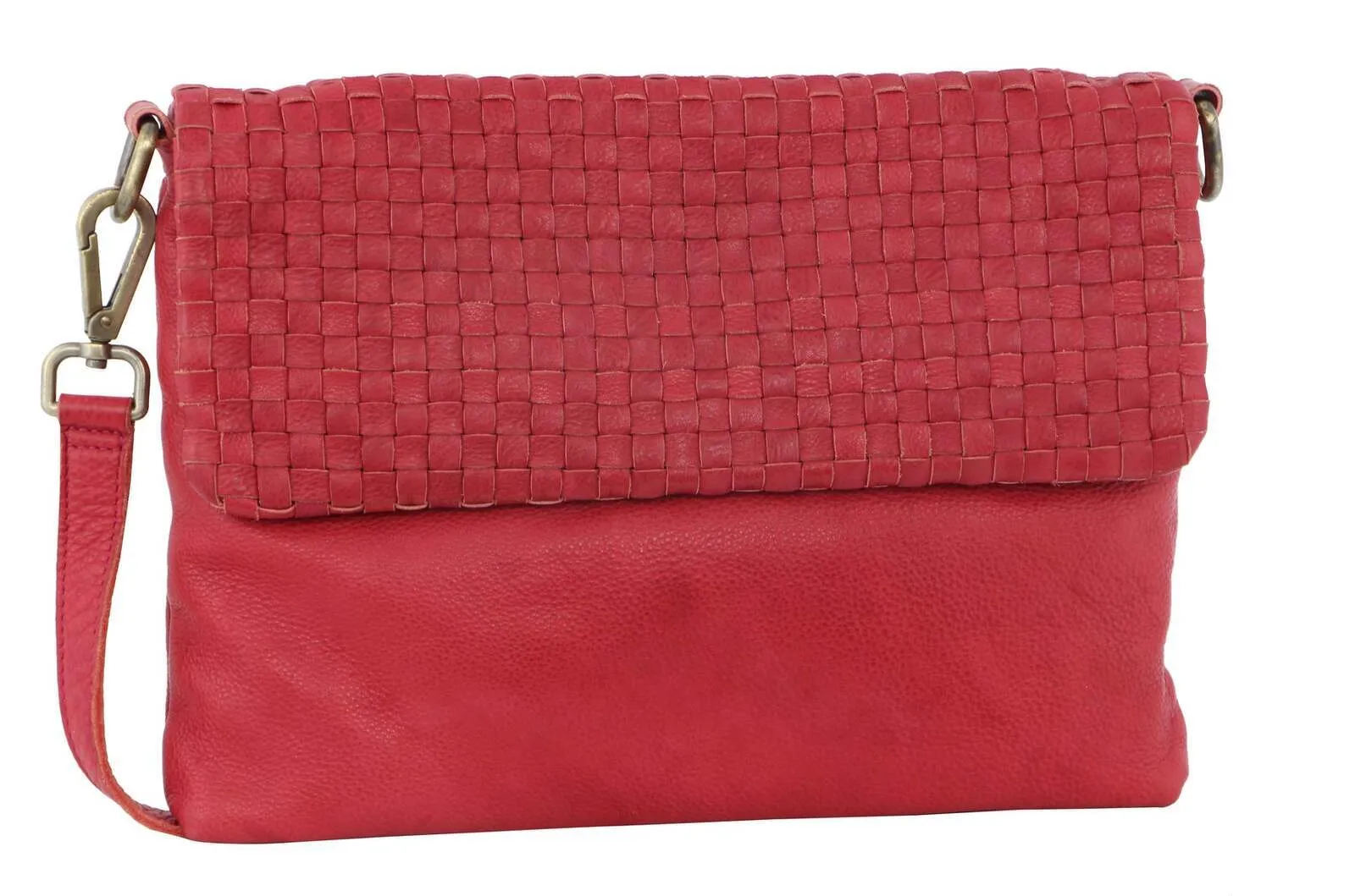 3PC Set Pierre Cardin Womens Woven Leather Cross-Body Bags   Backpack - Red