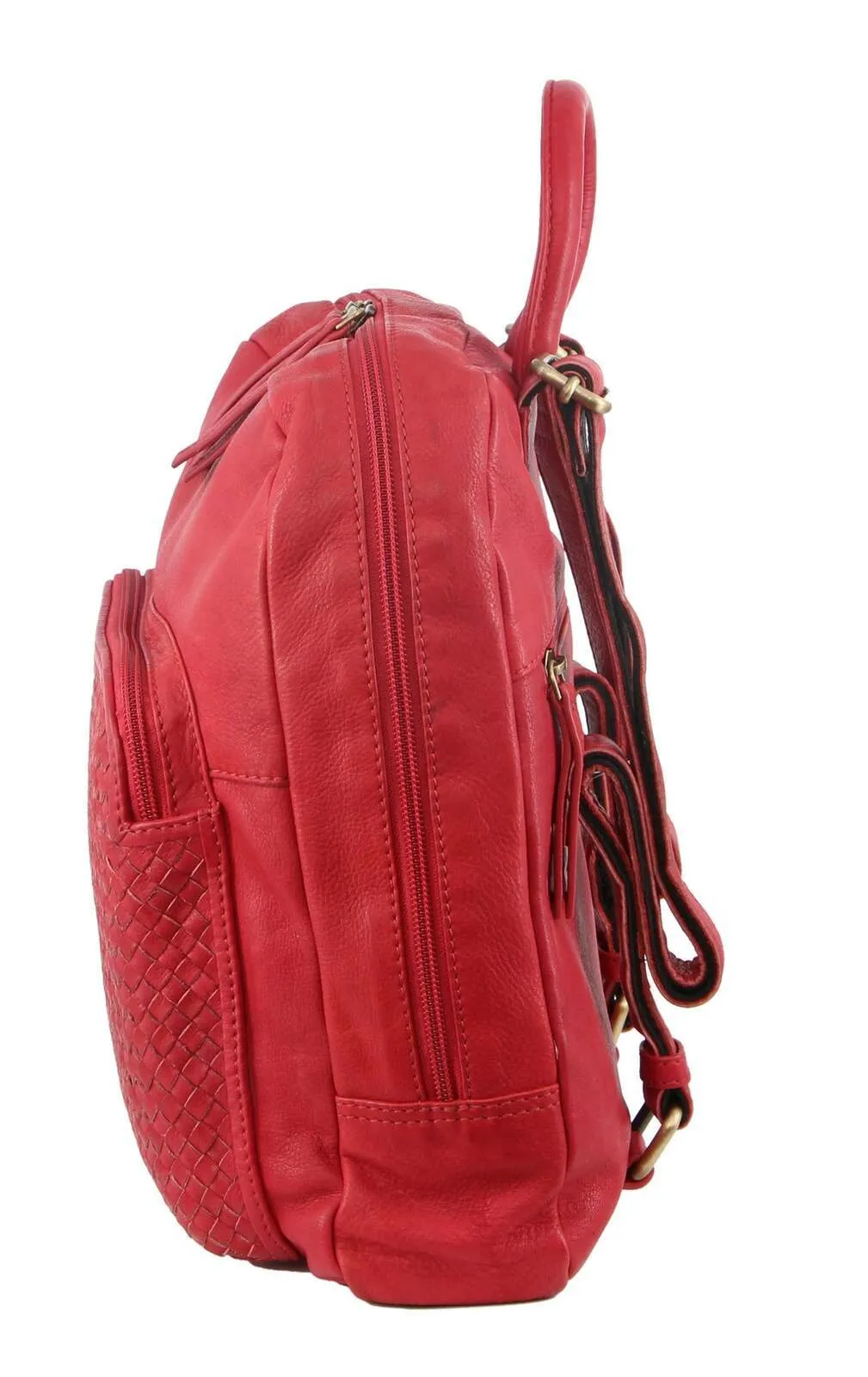 3PC Set Pierre Cardin Womens Woven Leather Cross-Body Bags   Backpack - Red