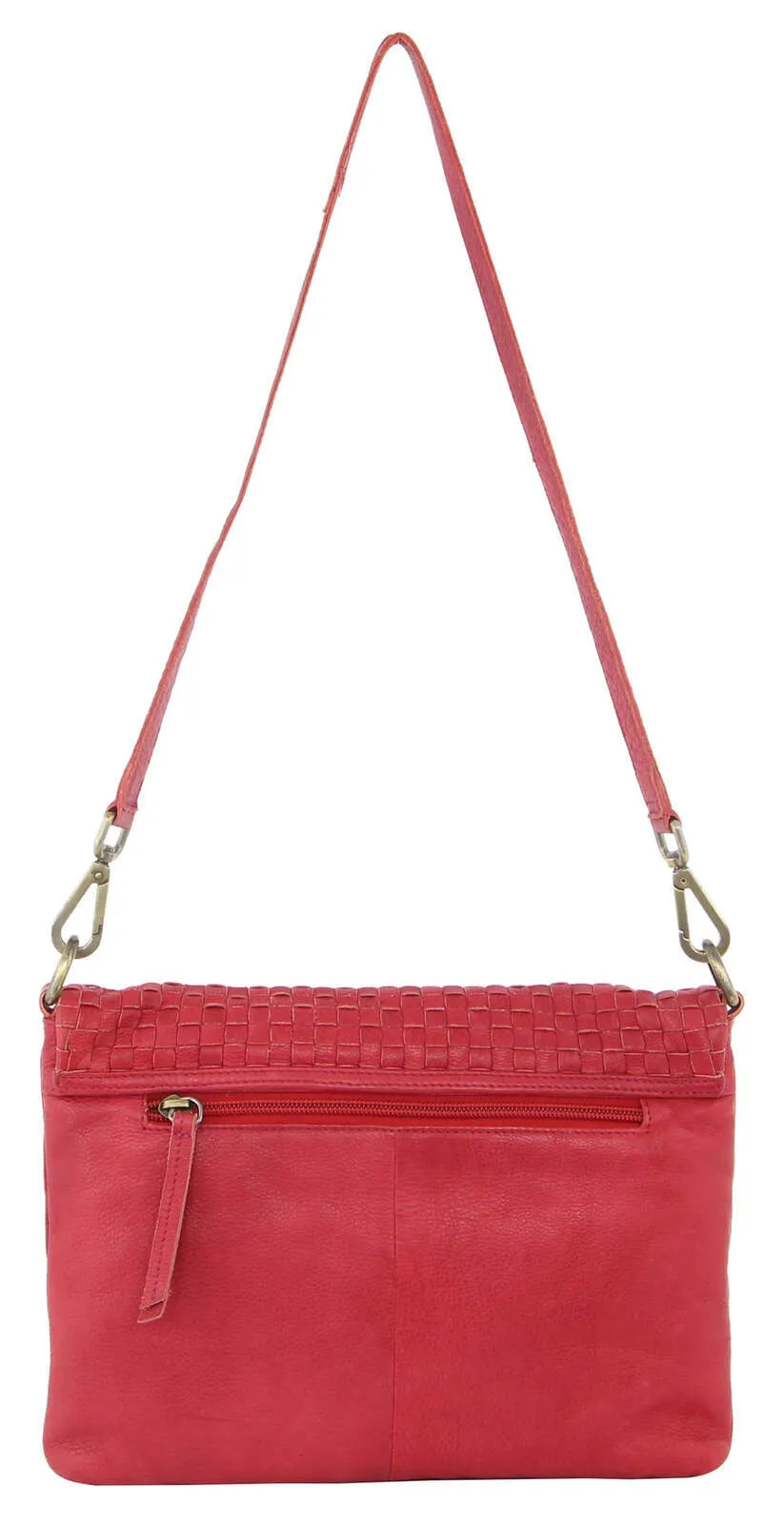 3PC Set Pierre Cardin Womens Woven Leather Cross-Body Bags   Backpack - Red