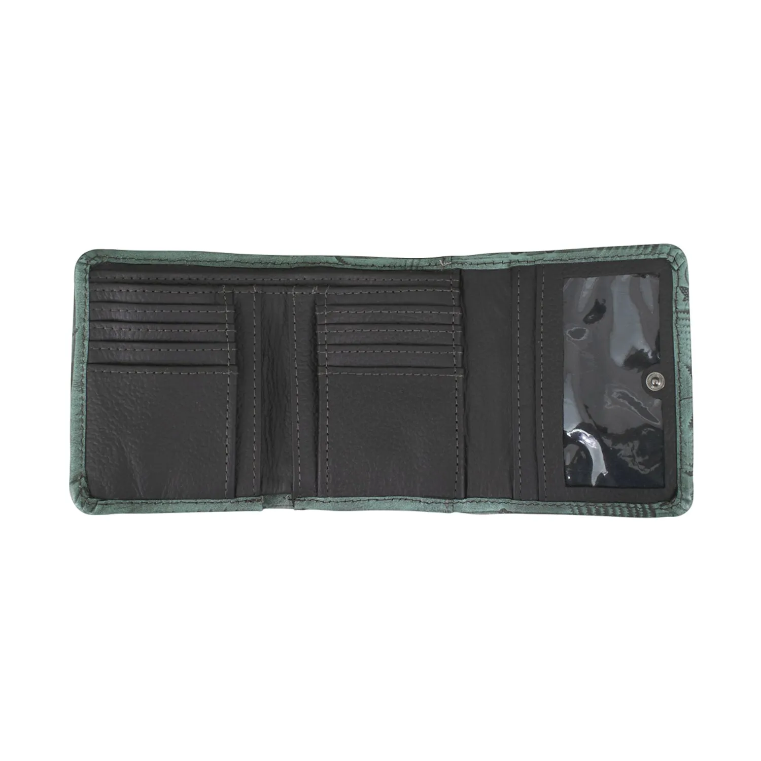 Small Natural Tan Leather Trifold Wallet with Conchos from the American West