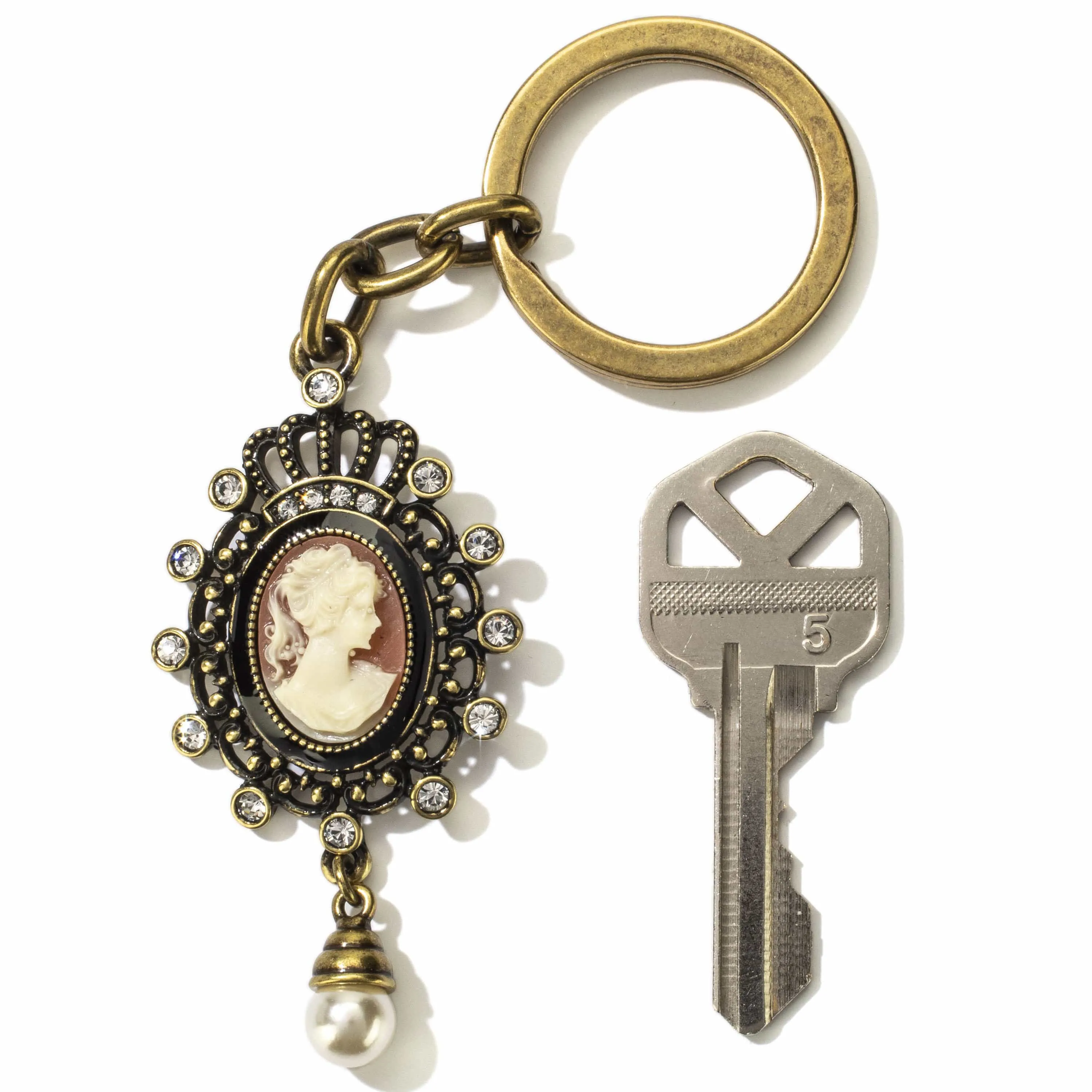 Antique Cameo Keychain Made with Swarovski Crystals