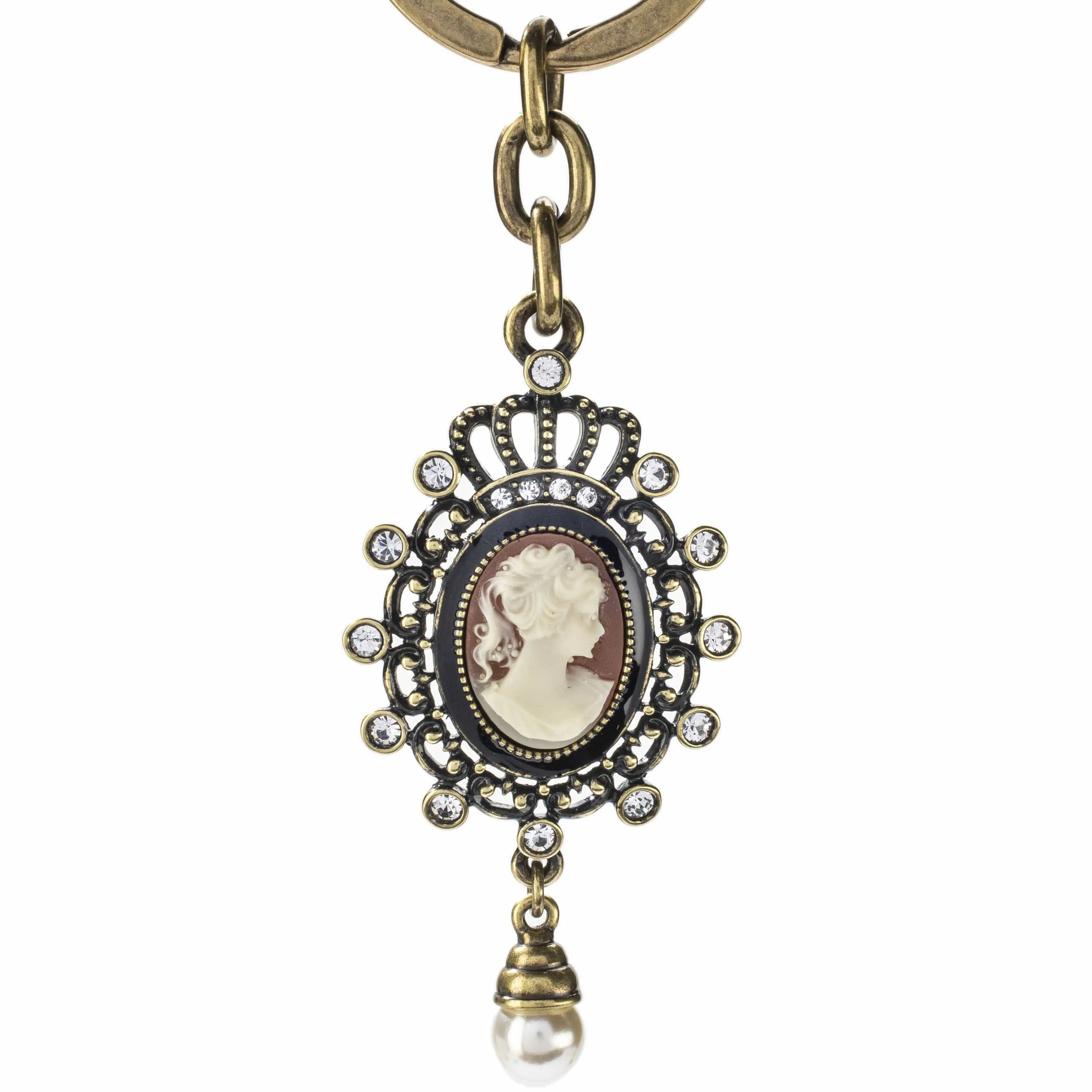 Antique Cameo Keychain Made with Swarovski Crystals