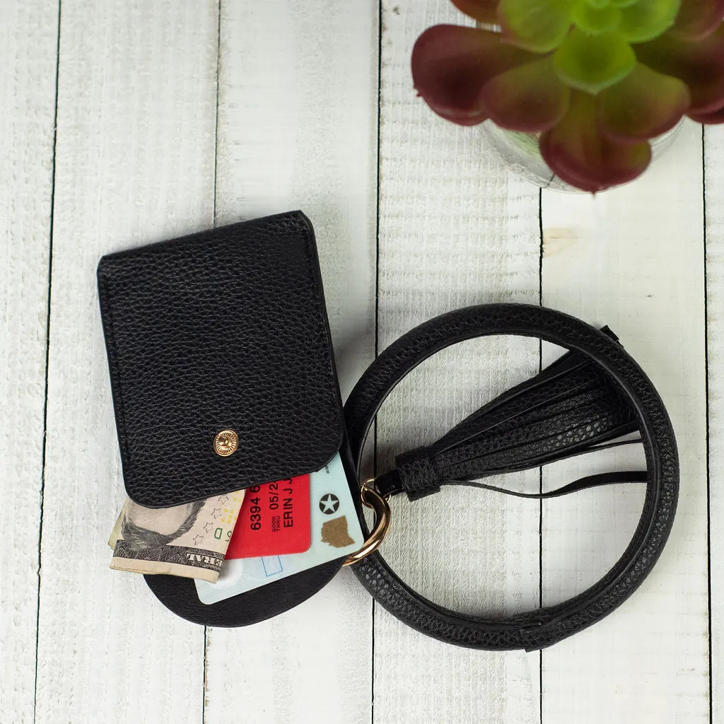 Ashley Hands Free Bangle Keychain with Card Pouch-Leopard