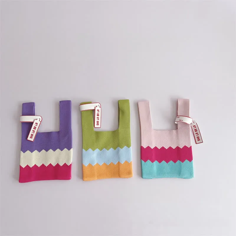 Baby Color Block Lovely Knitted Handbag
