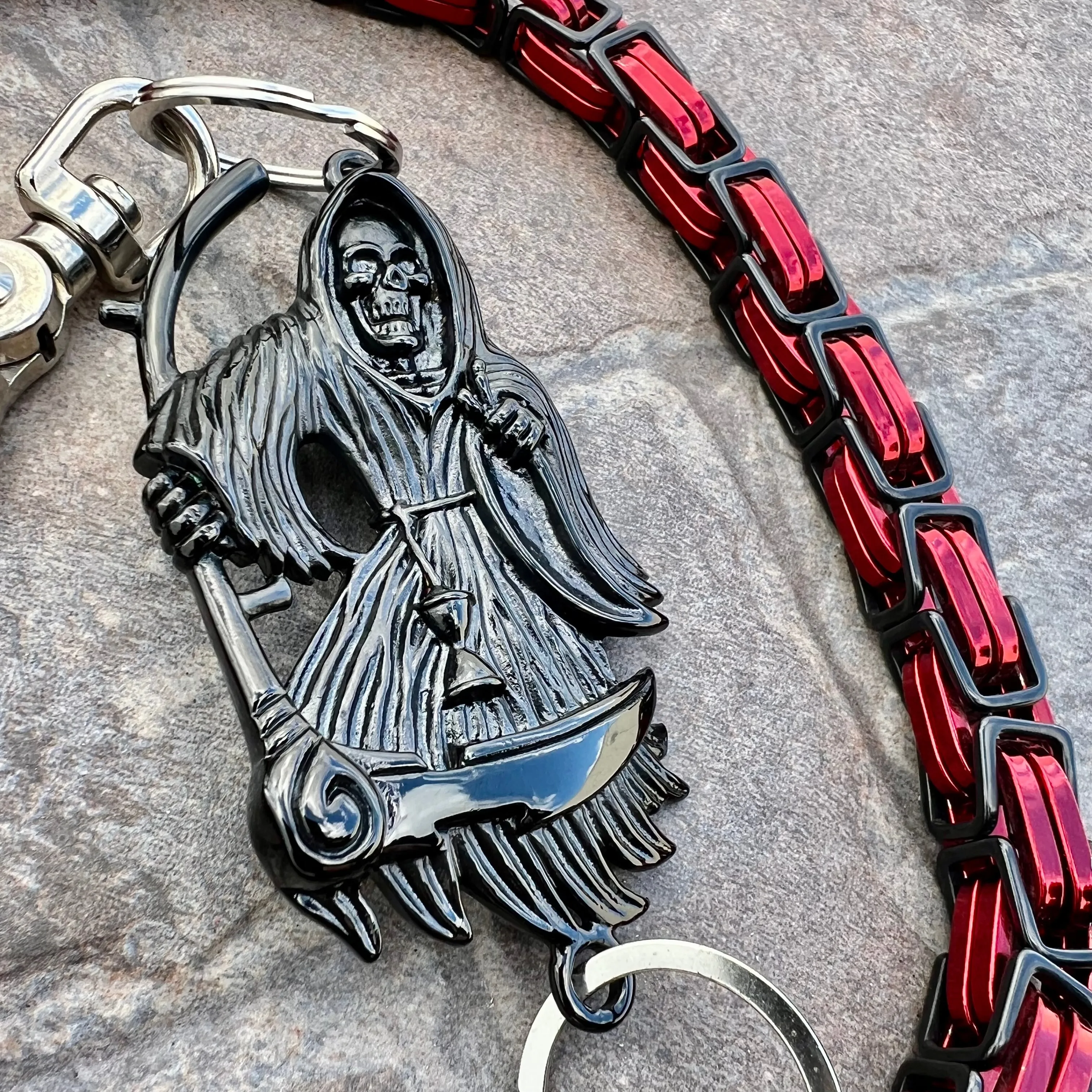Black Grim Reaper Wallet Chain - Black & Red Daytona Road King - WC15RK