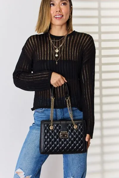 Blue Zone Planet |  David Jones Quilted PU Leather Handbag