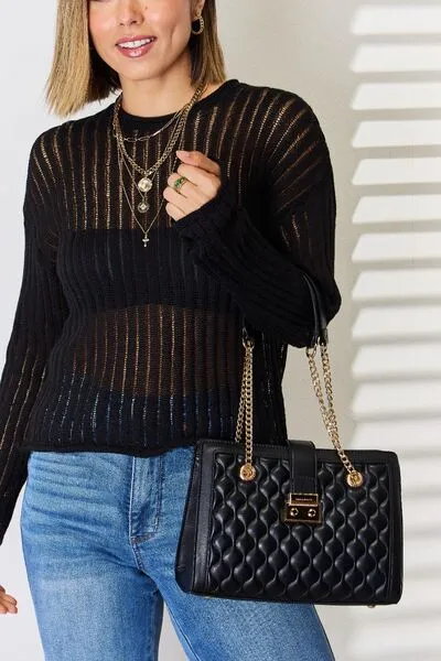 Blue Zone Planet |  David Jones Quilted PU Leather Handbag