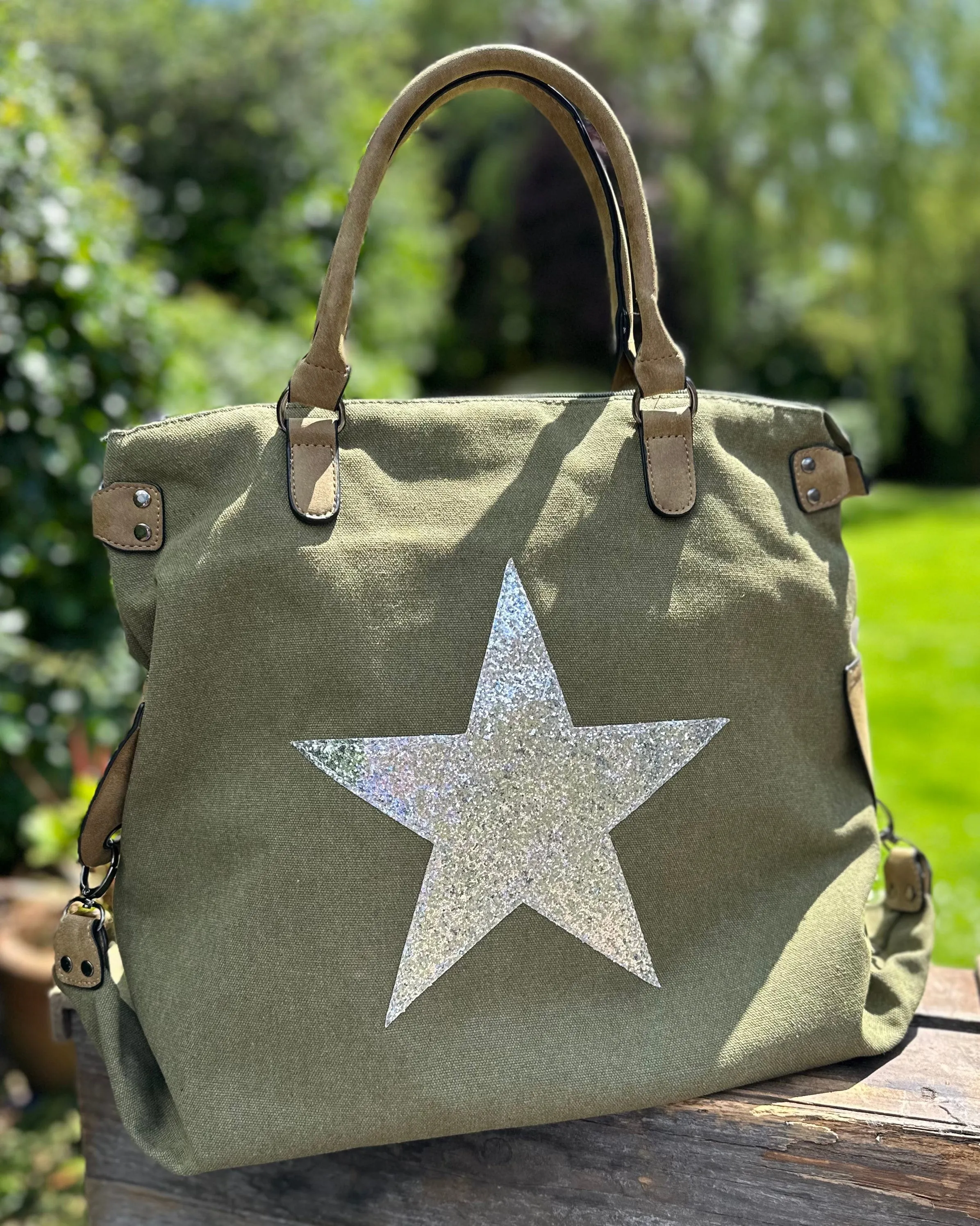 Canvas Star Weekend Bag - Khaki