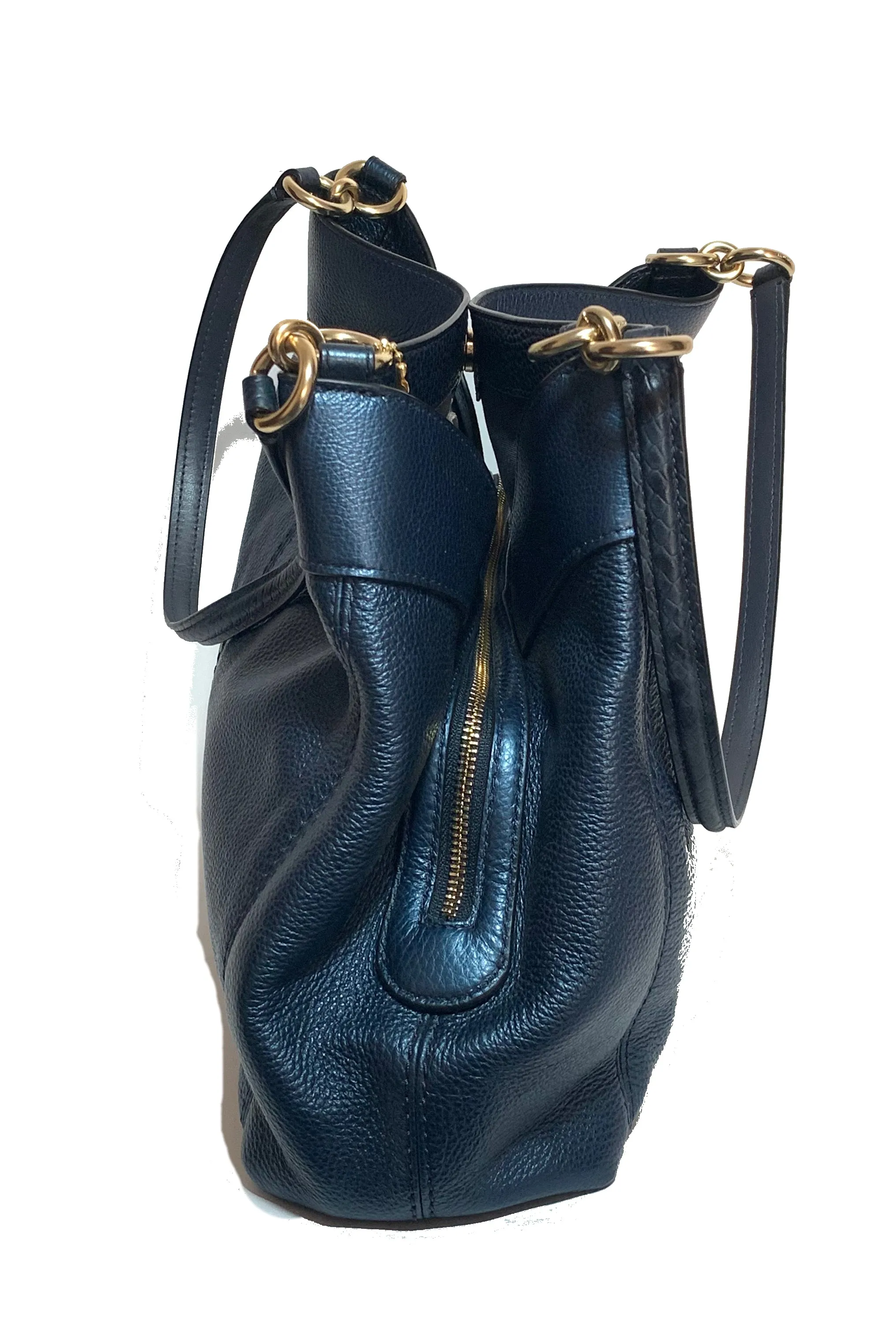 Coach Metallic Blue Leather Shoulder Bag | Like New |