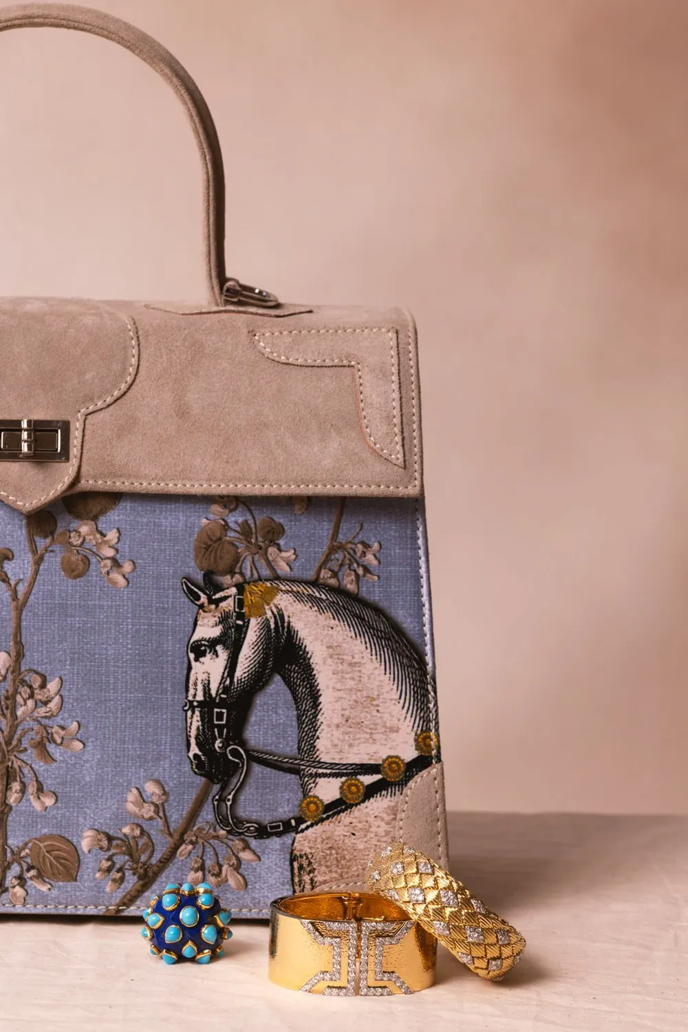 Equestrian Top Handle Bag - Pearl Aqua Blue