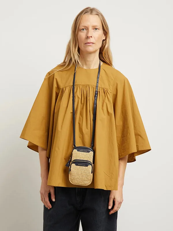 Essentials Cross Body in Raffia with Marine