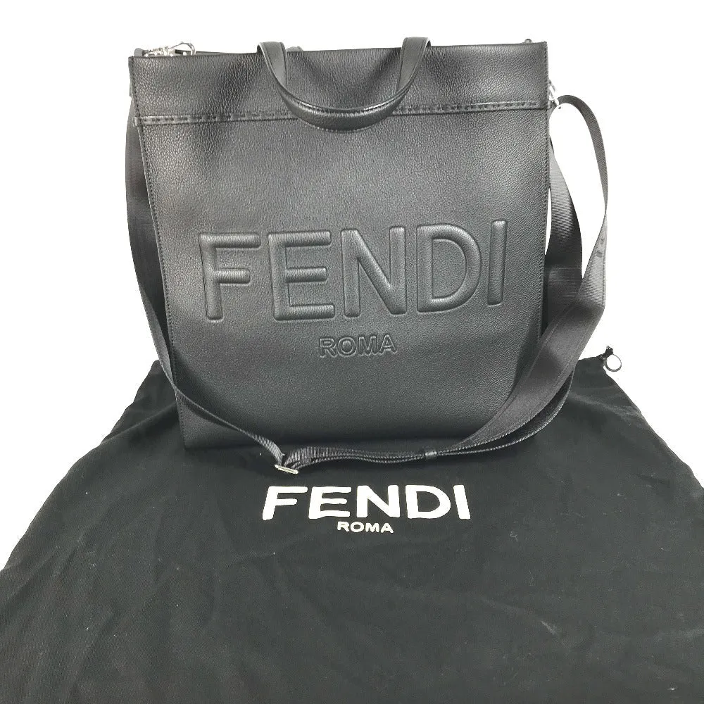 FENDI Tote Bag 7VA583 leather black shoulder bag shopper medium