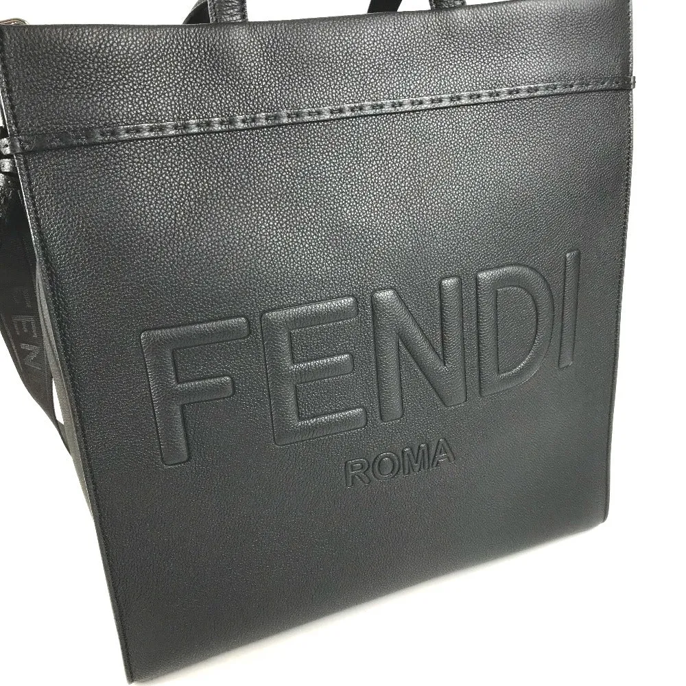FENDI Tote Bag 7VA583 leather black shoulder bag shopper medium