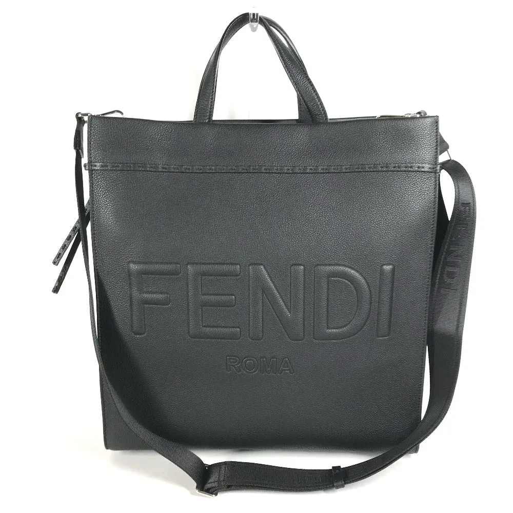 FENDI Tote Bag 7VA583 leather black shoulder bag shopper medium