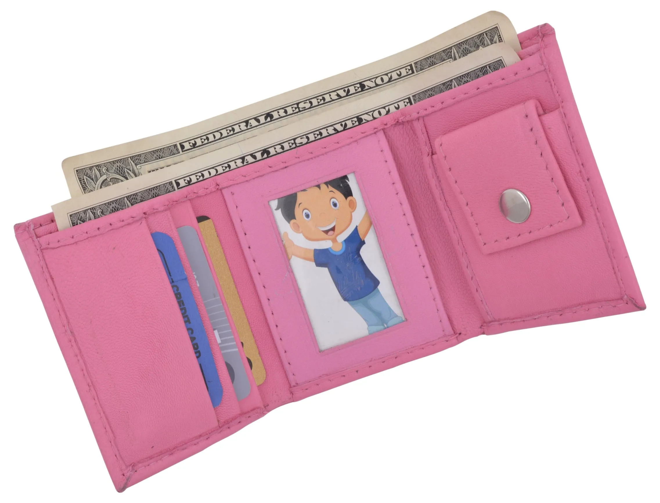 Genuine Leather Childrens Small Trifold Kids Wallet Gift 825