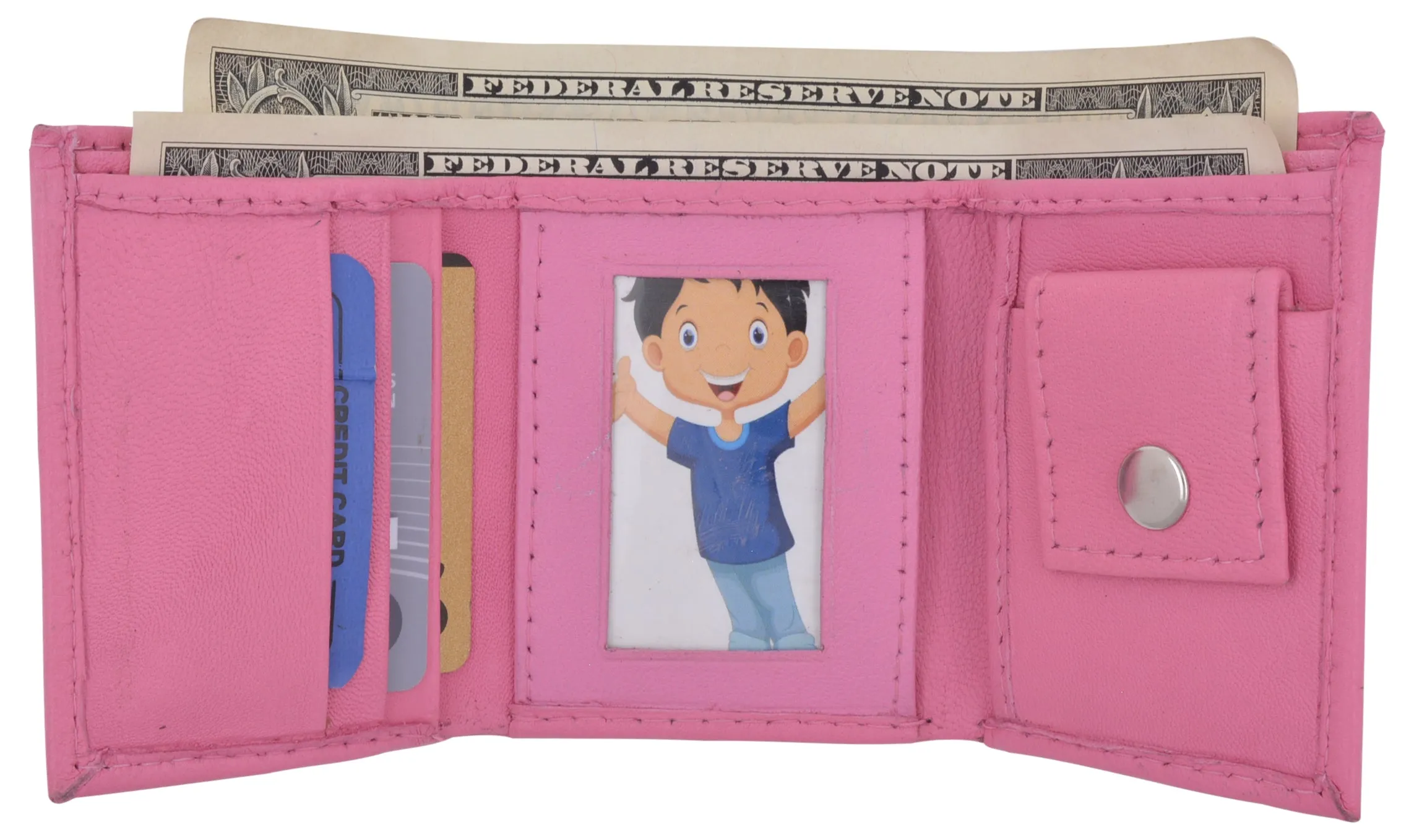Genuine Leather Childrens Small Trifold Kids Wallet Gift 825