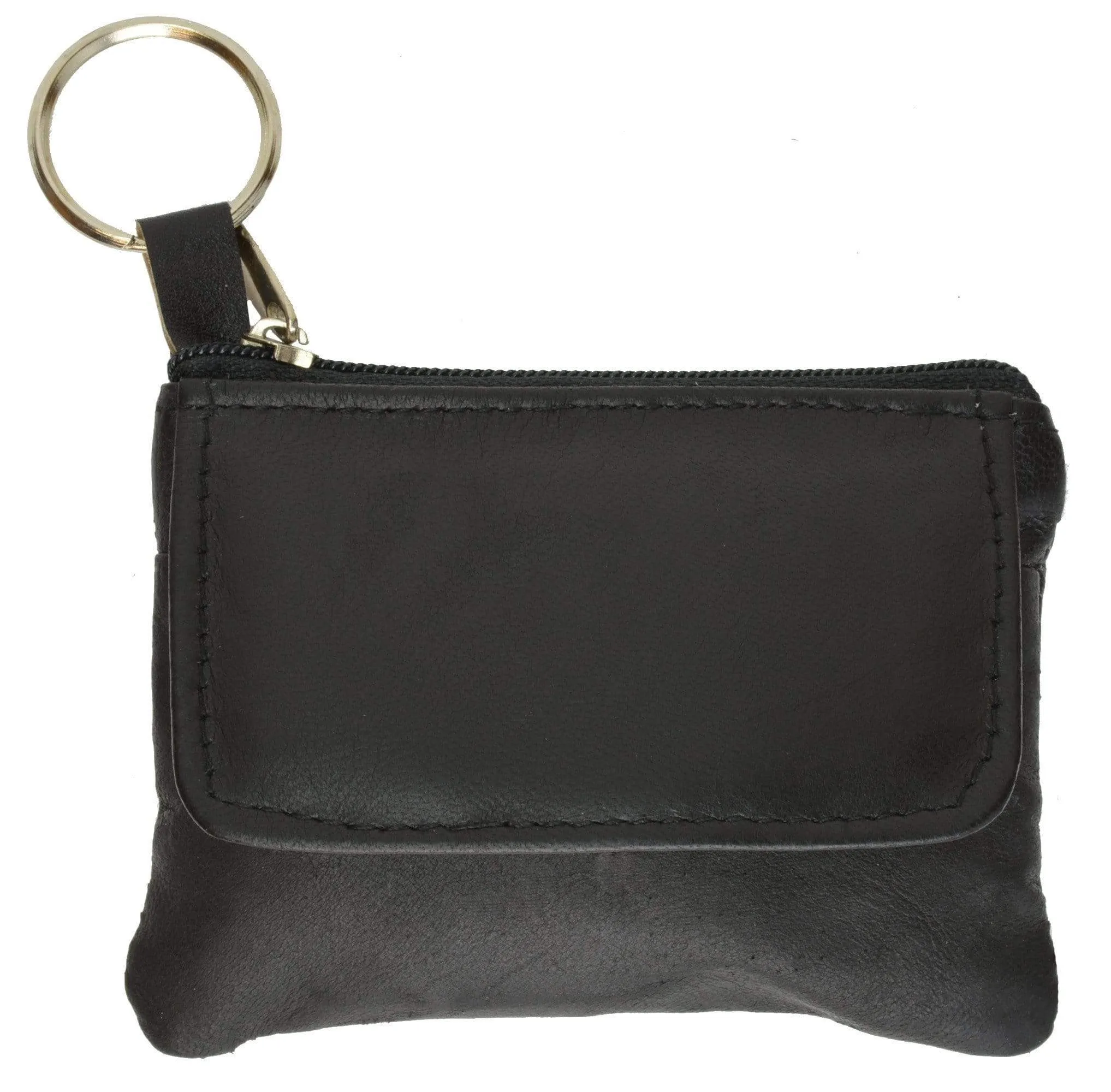 Genuine Soft Leather Change Purse with Zipped Closure and Keyring 955 (C)