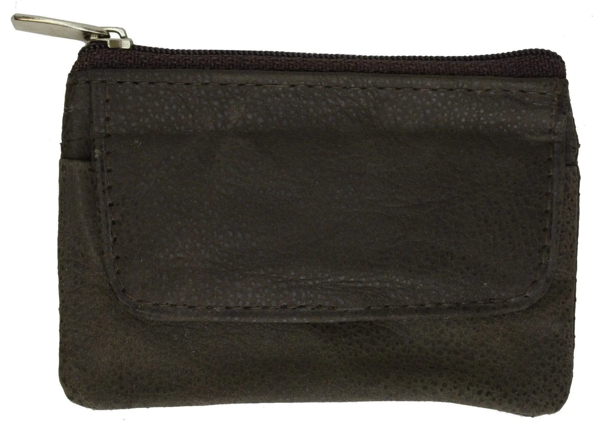 Genuine Soft Leather Change Purse with Zipped Closure and Keyring 955 (C)