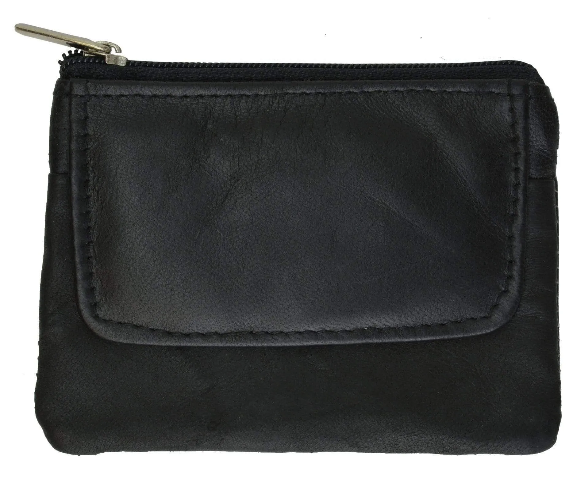 Genuine Soft Leather Change Purse with Zipped Closure and Keyring 955 (C)
