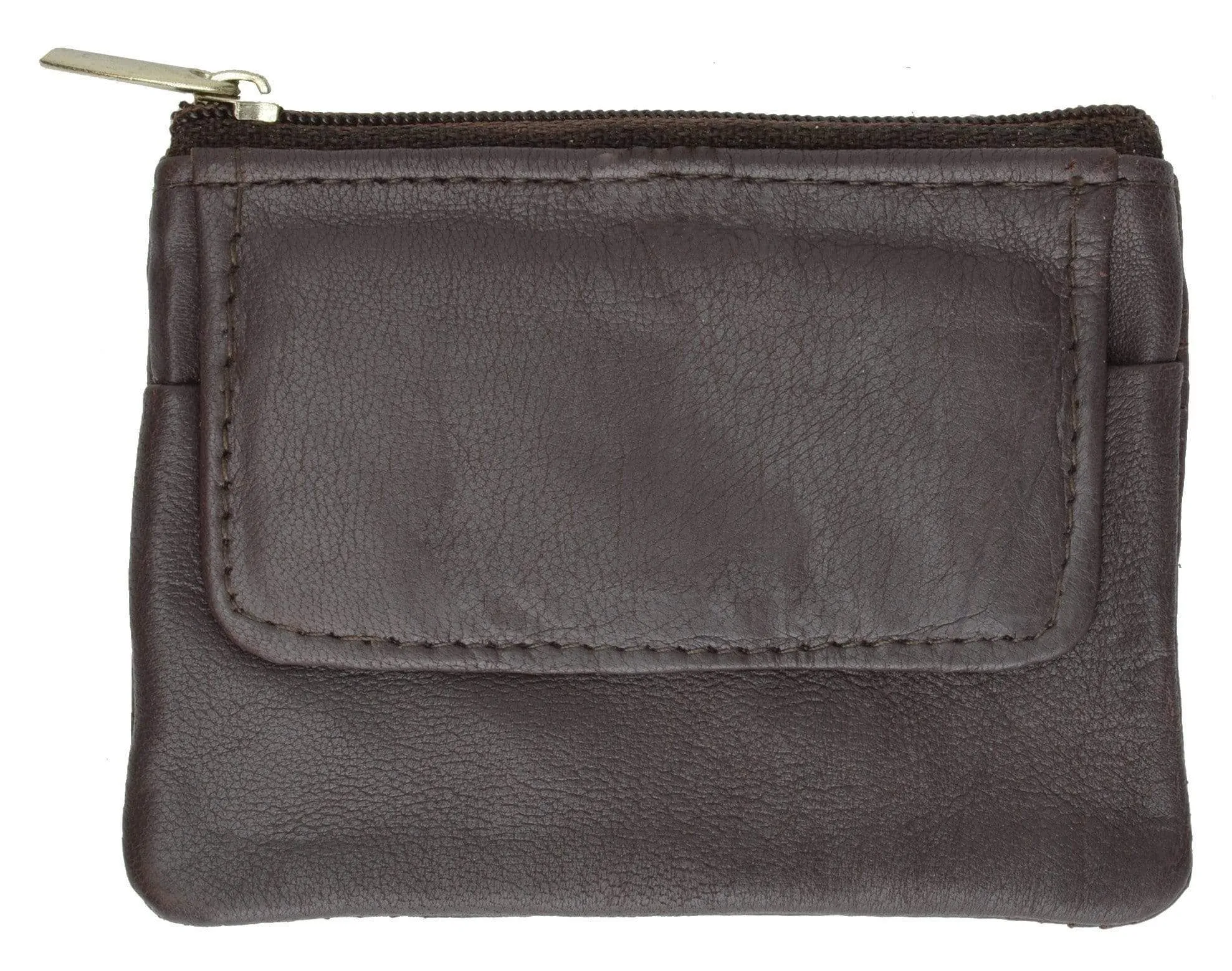 Genuine Soft Leather Change Purse with Zipped Closure and Keyring 955 (C)