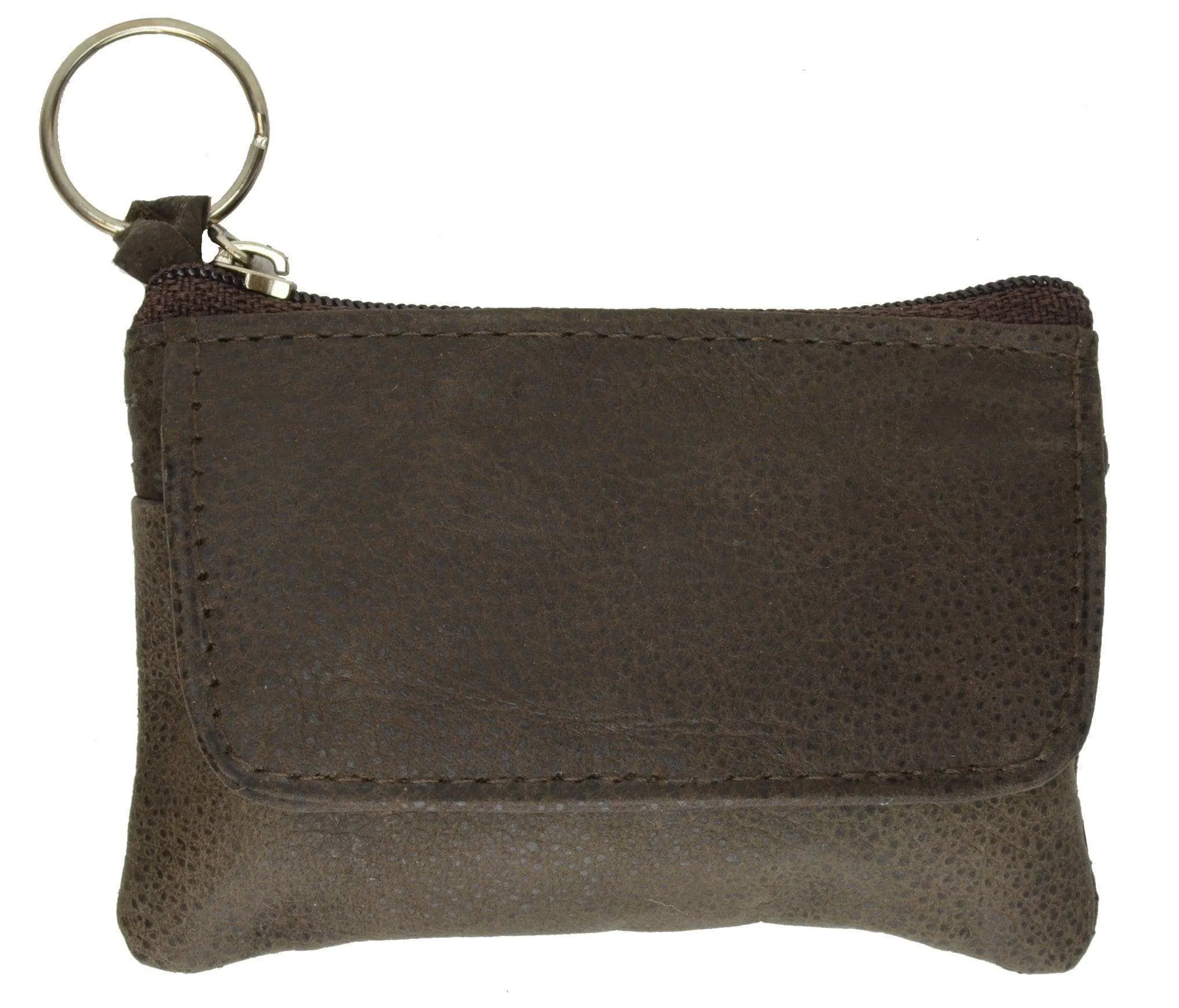 Genuine Soft Leather Change Purse with Zipped Closure and Keyring 955 (C)