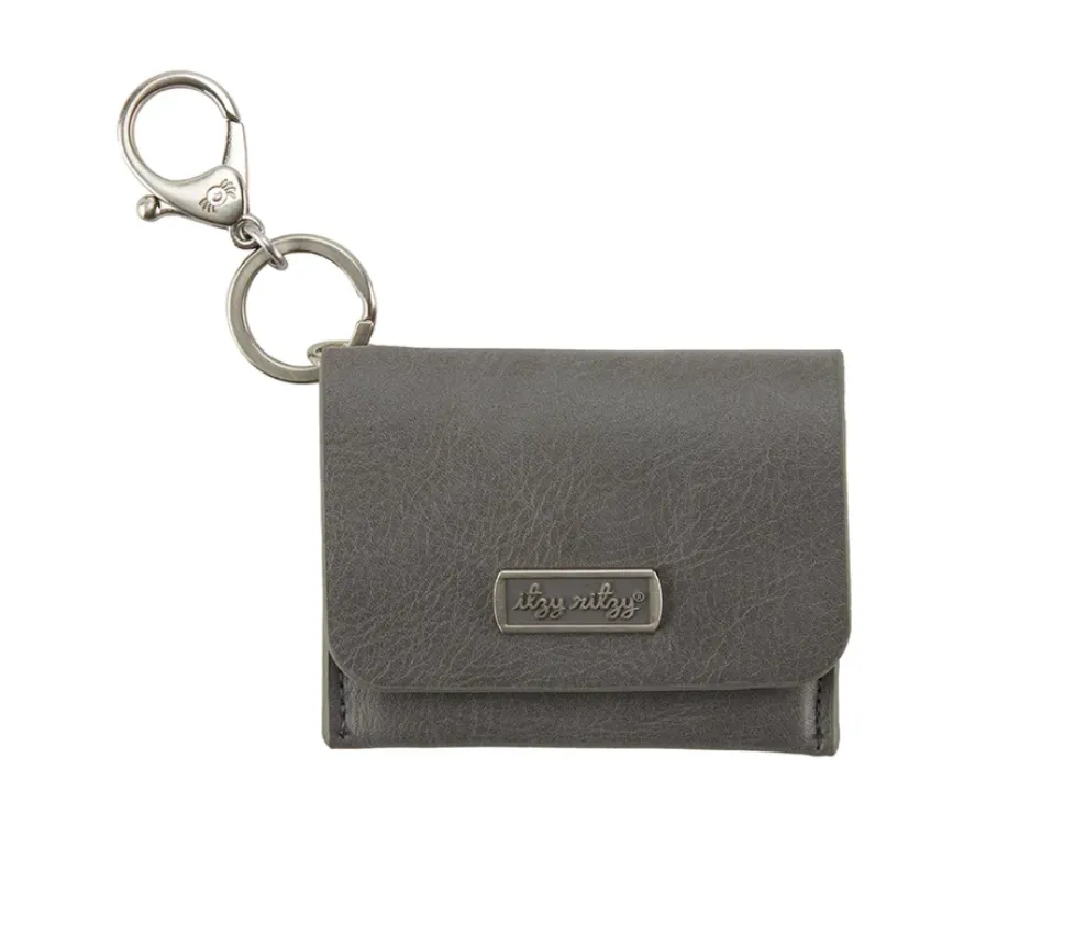 Grey Mini Wallet Card Holder and Key Chain Charm