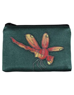 Hand-Painted Silk Change Purse -Dragonfly