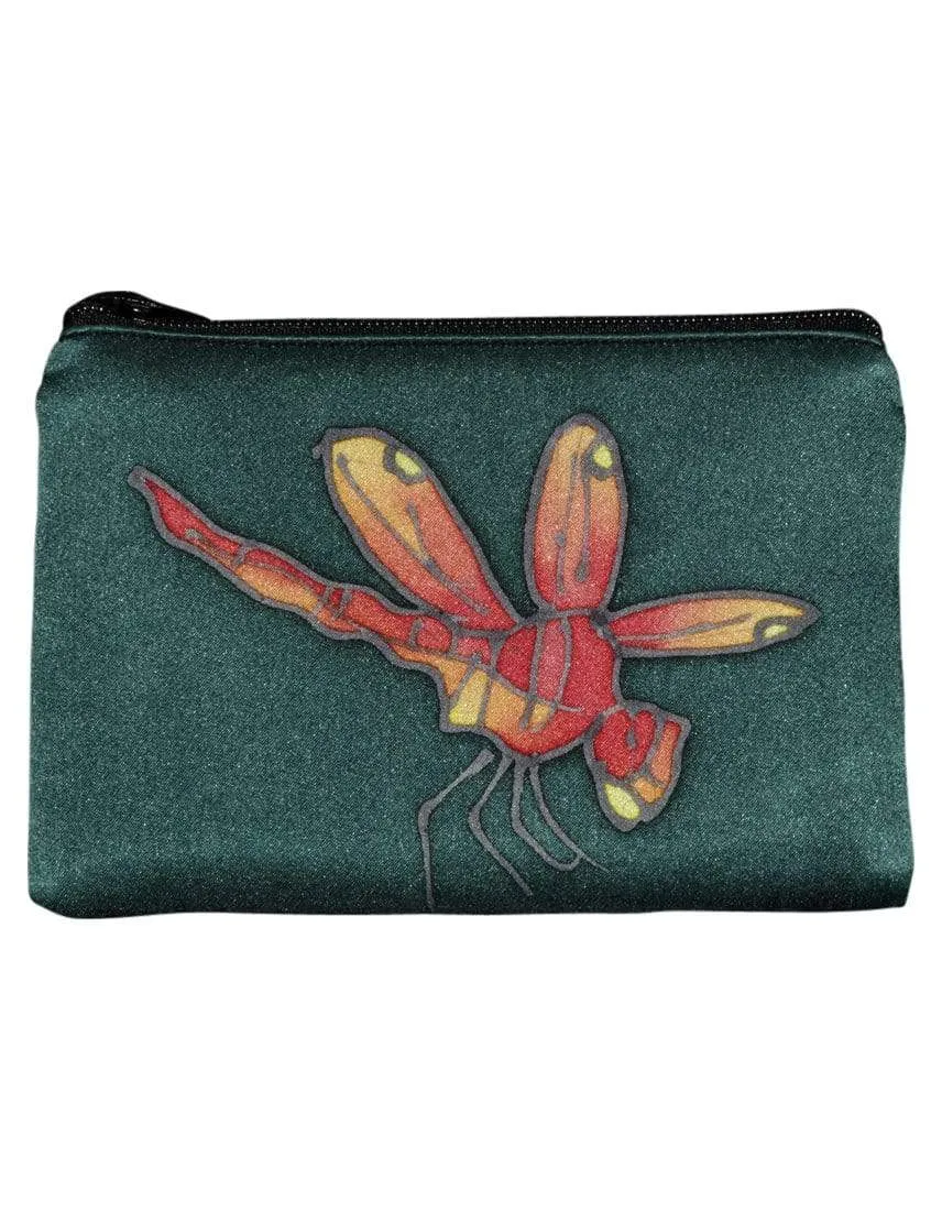 Hand-Painted Silk Change Purse -Dragonfly