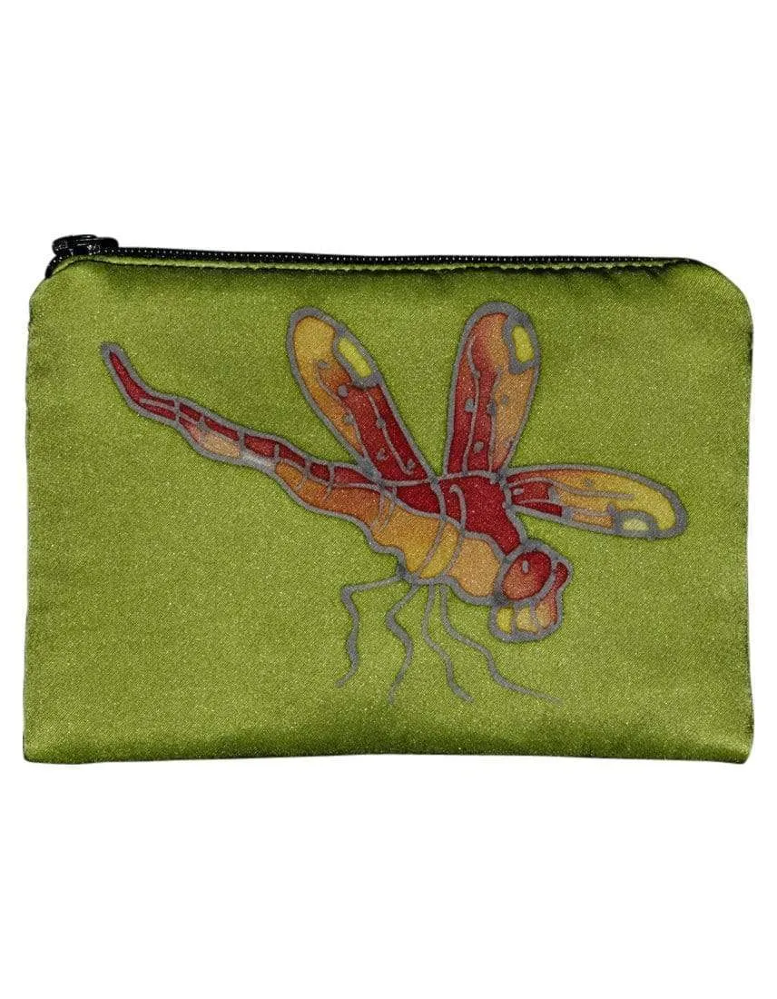 Hand-Painted Silk Change Purse -Dragonfly