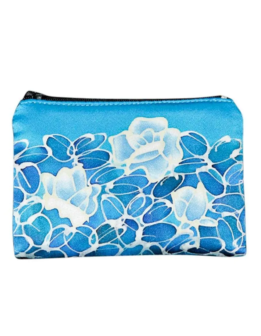 Hand-Painted Silk Change Purse Monochrome Flower