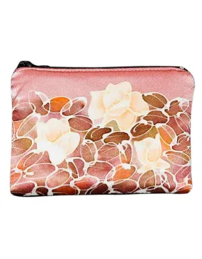 Hand-Painted Silk Change Purse Monochrome Flower