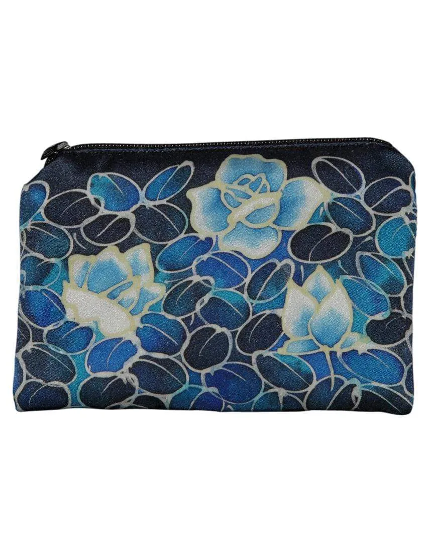 Hand-Painted Silk Change Purse Monochrome Flower