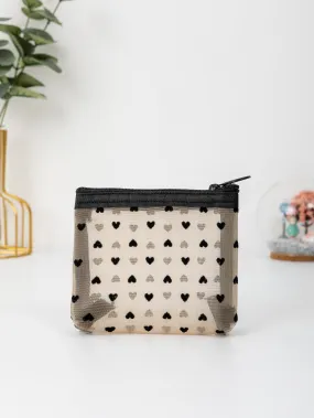 Heart Pattern Mesh Coin Purse Change Pouch Coin Case Small Wallet Card Holder