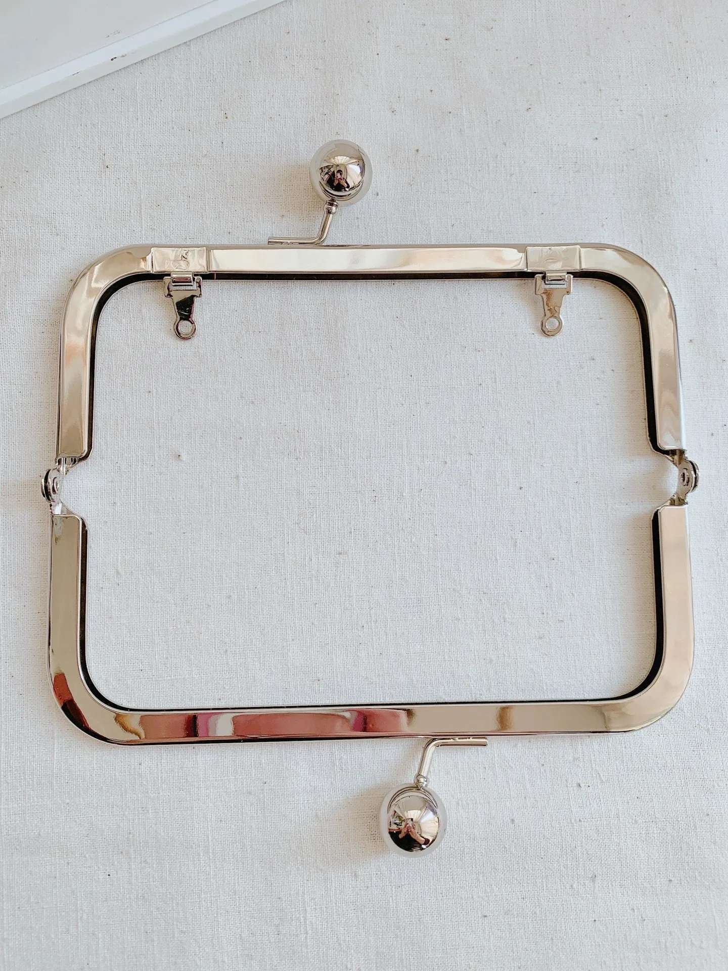 Silver Purse Frame Glue-In Style With Inside Loops 15.8 x 6.5cm