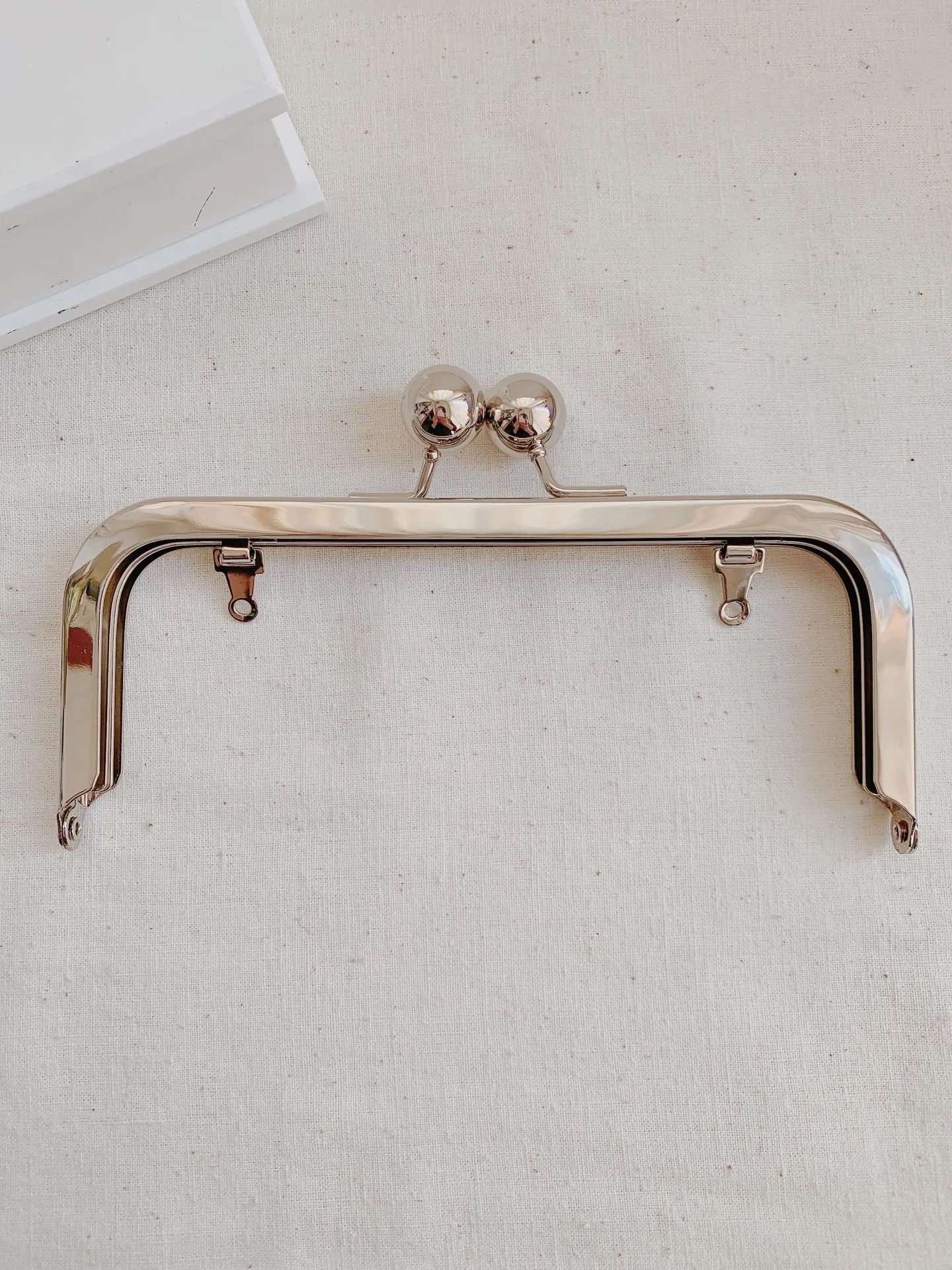 Silver Purse Frame Glue-In Style With Inside Loops 15.8 x 6.5cm