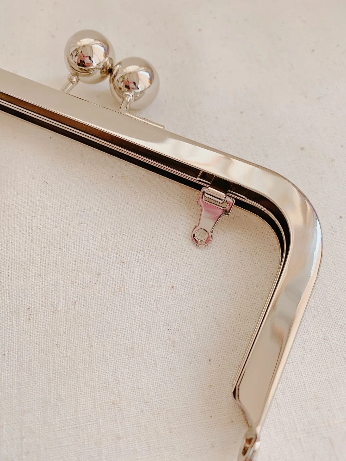 Silver Purse Frame Glue-In Style With Inside Loops 15.8 x 6.5cm