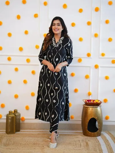 Stylish V Cut Cotton Kurti Pant Set of 2
