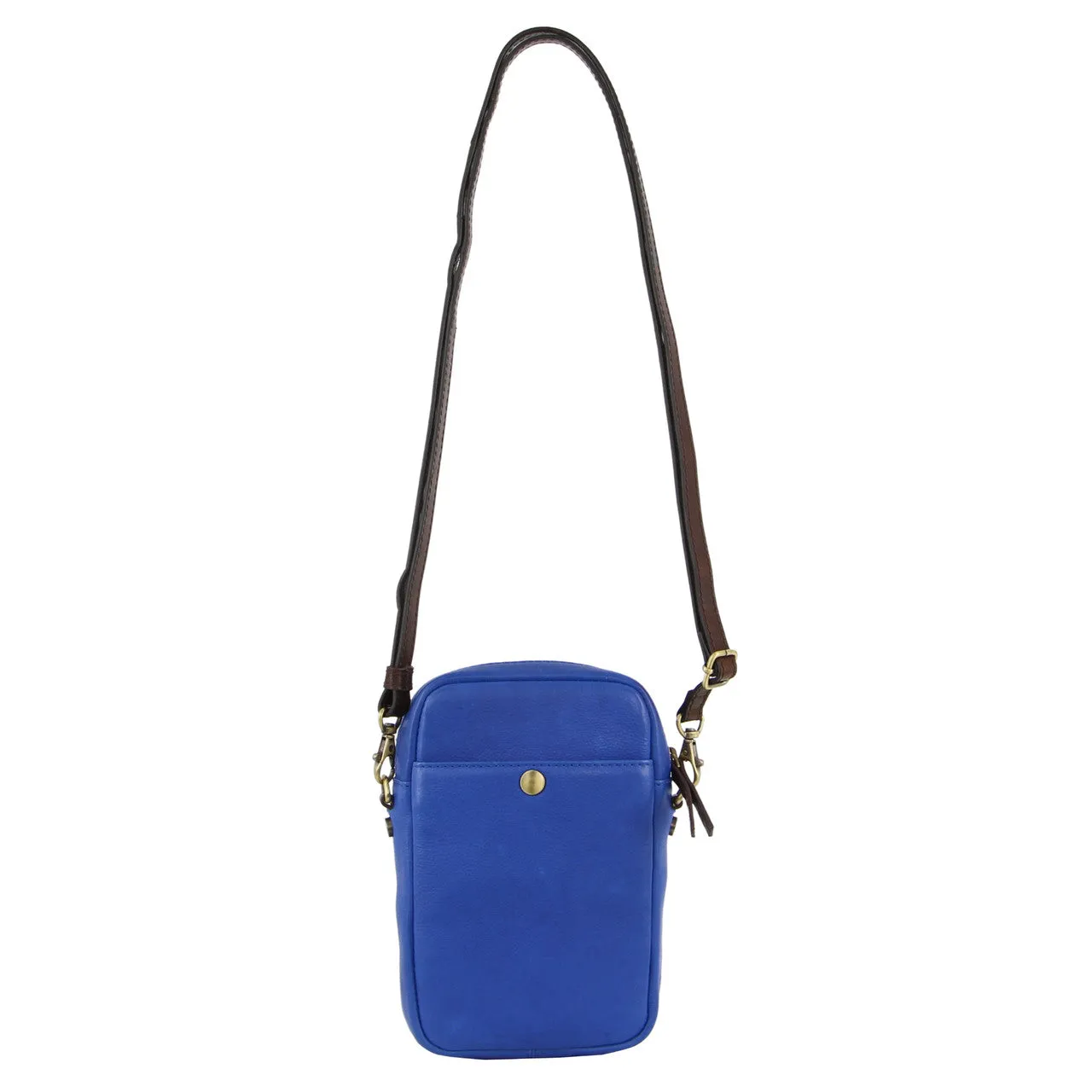 TWO TONE LEATHER CROSSBODY BAG - ROYAL BLUE