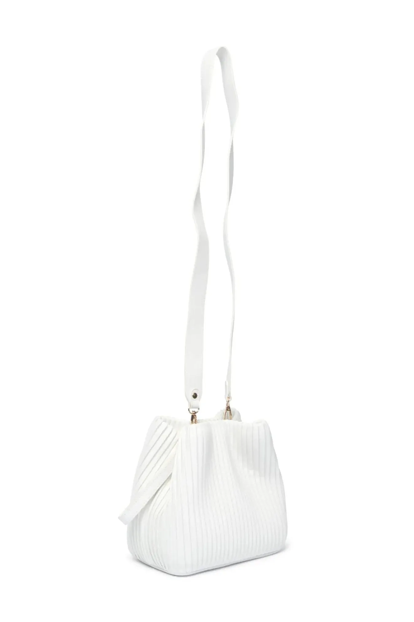 White Pleated Bucket Bag