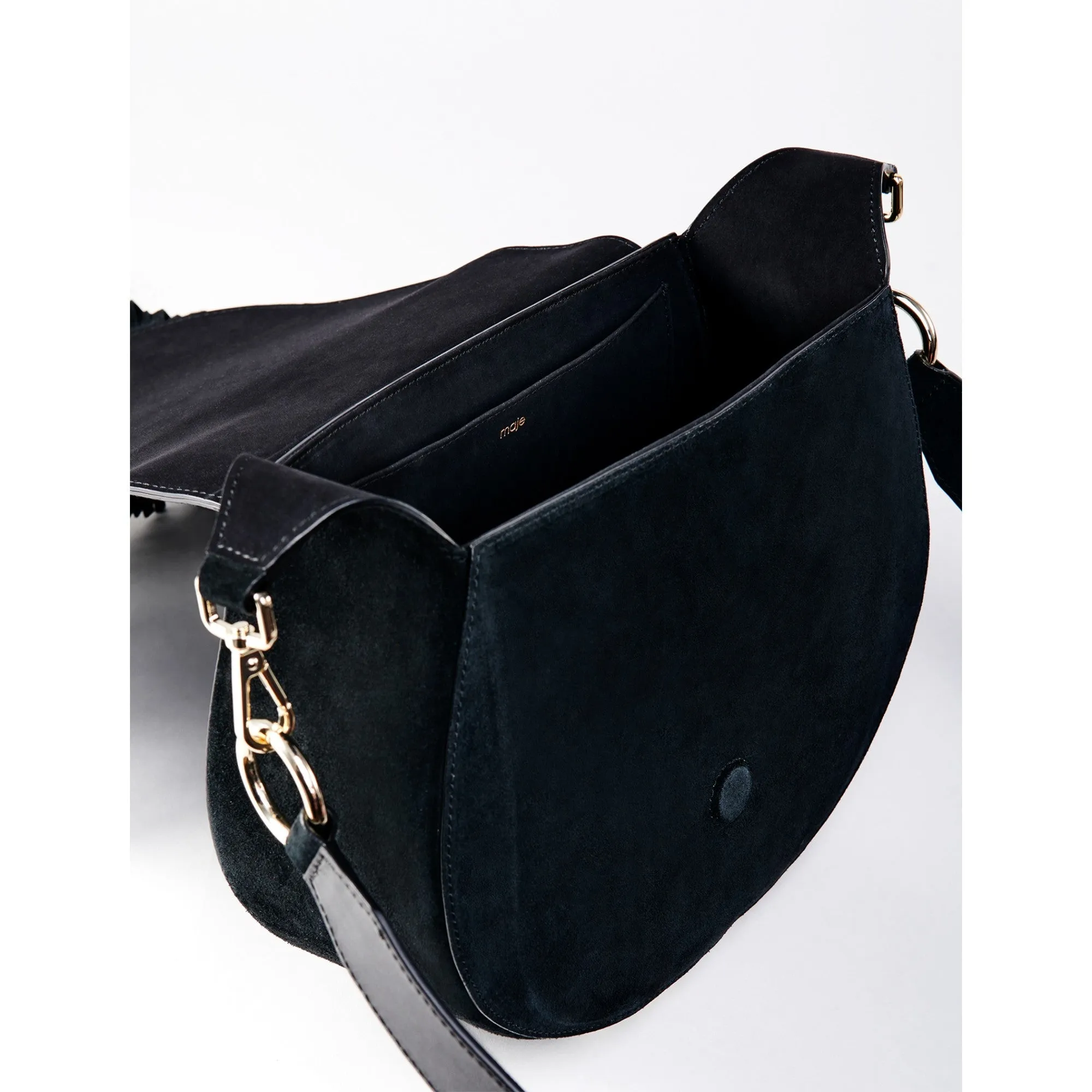 Women Leather And Suede Fringe Gyps Gm Handbag - Black