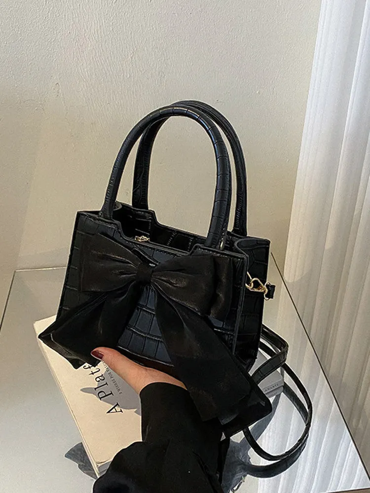 Women's Bow Decor PU Square Bag