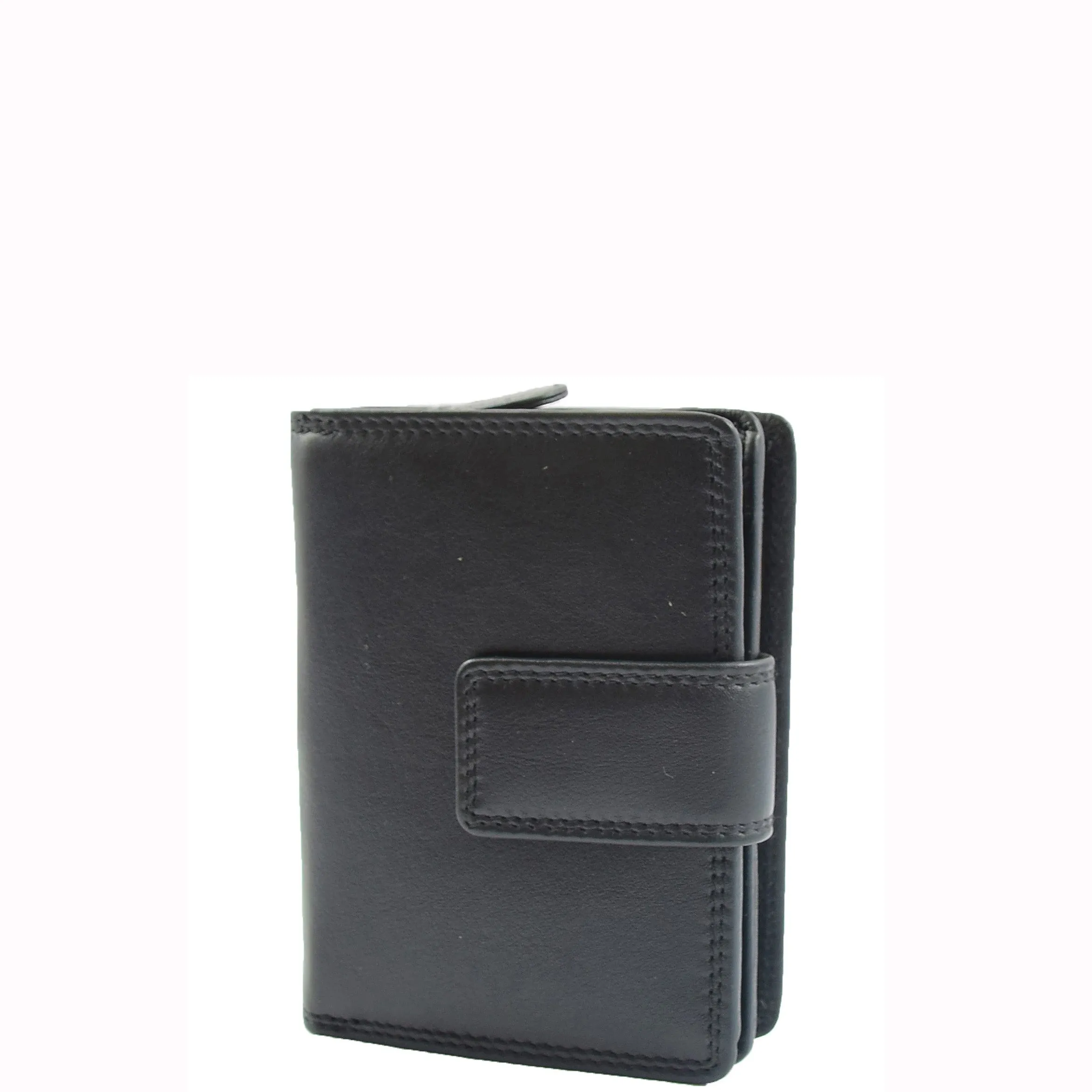 Womens Purse Real Soft Premium Leather Bi Fold HOL1132 Black
