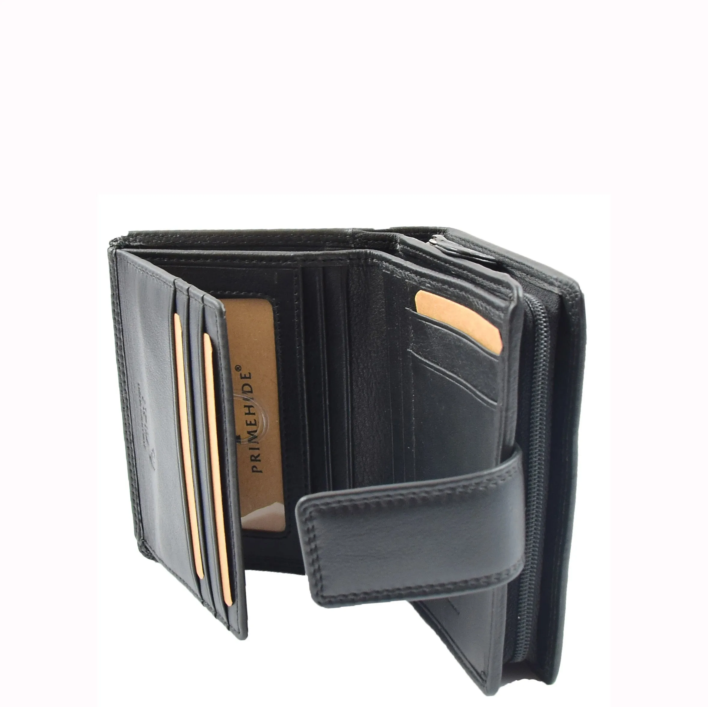 Womens Purse Real Soft Premium Leather Bi Fold HOL1132 Black