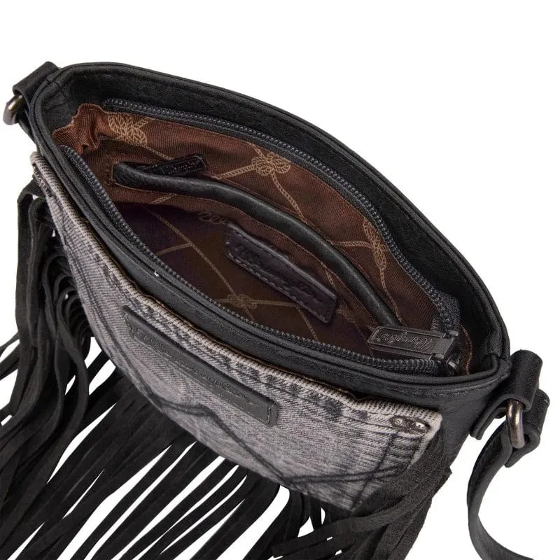 Wrangler Crossbody Bag Jean Pocket Leather Fringe